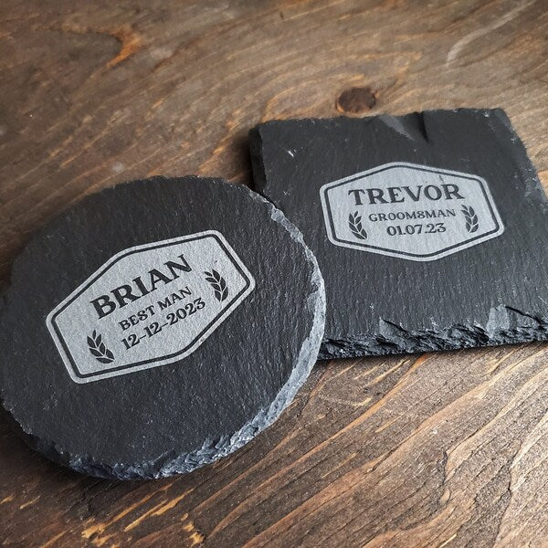 Personalized Laser Engraved Slate Coasters: The Perfect Groomsman Gift